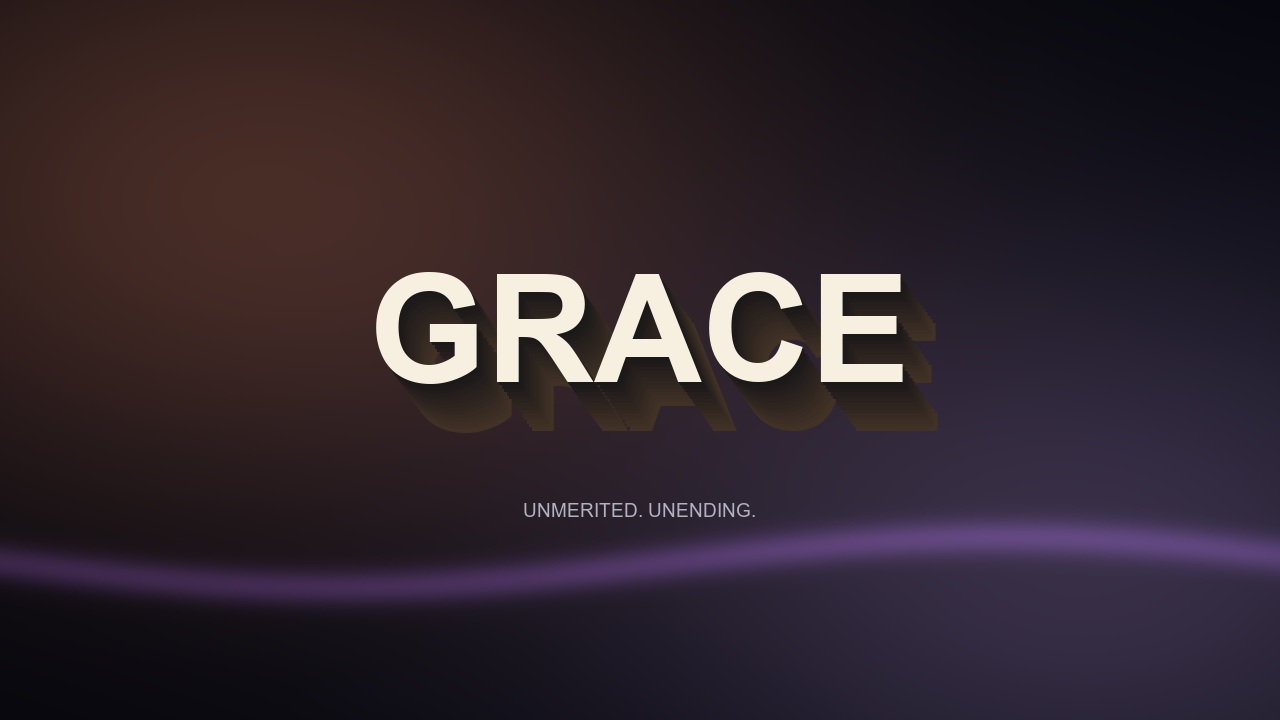 GRACE in sculpted dimensional type. Designed for welcomes and transitions.