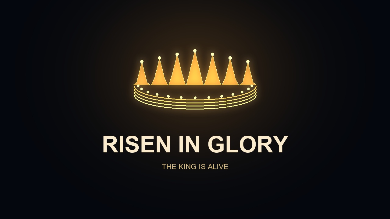 A radiant golden crown and an Easter declaration of resurrection hope.