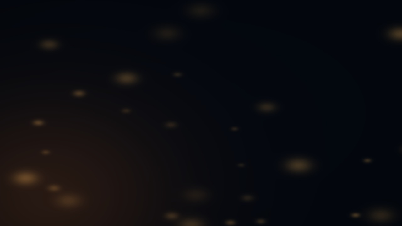 Soft gold lights float around the edges of the room.